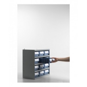 Scaffale a 5 ripiani con 12 cassette RK Box Classic, L 496 x P304 x H546