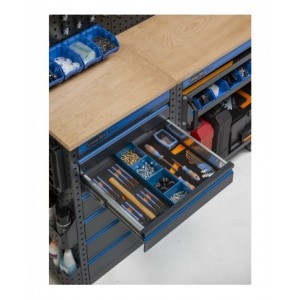 Arredo officina con modulo di servizio, cassettiera e armadio a 1 anta, L1824 x P495 x H1900 mm