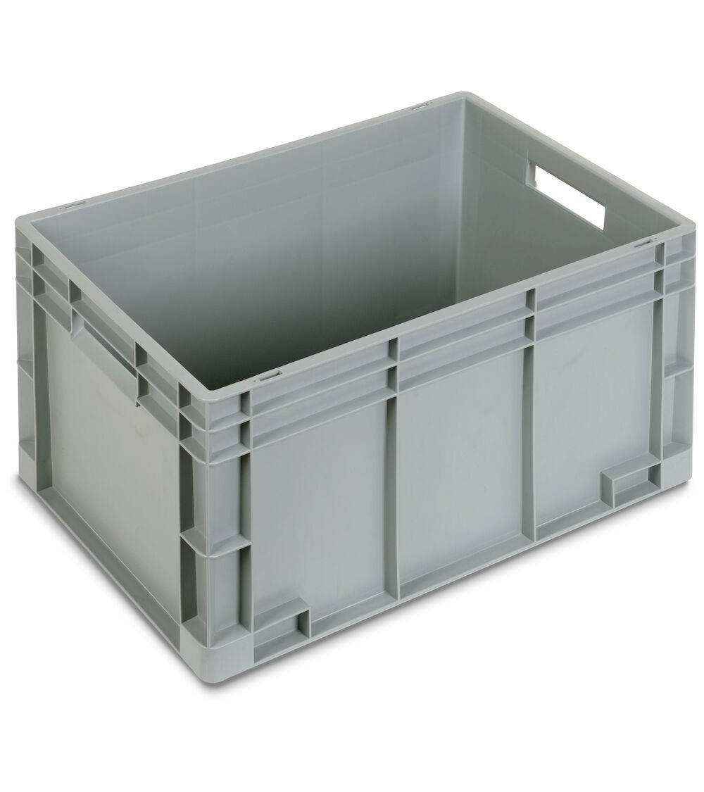 Contenitore Euro Box, L600 x P400 x H320 mm, fondo rinforzato, maniglie aperte