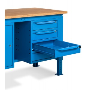 Banco da lavoro Work Up WORK2006 con 1 armadio a cassetti con 4 cassetti e 1 armadi, colore blu