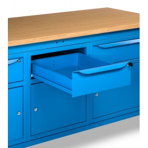 Banco da lavoro Work Up WORK2012 con 3 armadi con 1 cassetto e porta, colore blu