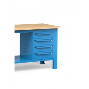 Banco per officina con 4 cassetti, 200 cm, Blu
