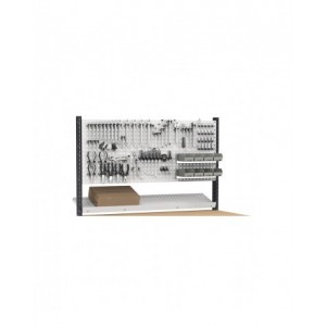 Banco professionale regolabile con parete e 4 cassetti 2x75 1x150 1x200, 150 cm, grigio e antracite