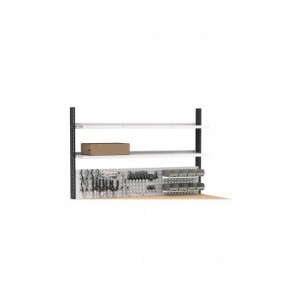 Banco professionale regolabile con parete e 4 cassetti 2x75 1x150 1x200, 150 cm, grigio e antracite