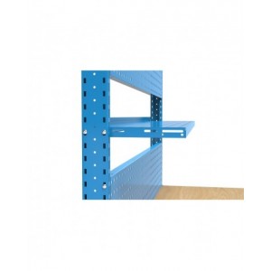 Banco professionale regolabile con parete, 5 cassetti e porta, 200 cm, blu e antracite