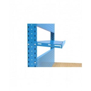 Banco professionale regolabile con parete, 5 cassetti e porta, 200 cm, blu e antracite