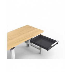 Banco professionale regolabile con parete e 3 cassetti, 250 cm, grigio e antracite