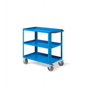 Carrello Clever Small con piano in acciaio aggiuntivo e ruote in gomma antritraccia sintetica CLEVER0908, colore blu RAL 5012