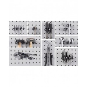 Banco professionale regolabile con parete e 4 cassetti 1x100 2x150 1x200, 250 cm, grigio e antracite