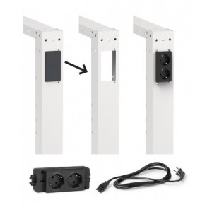 Banco professionale regolabile con parete e 11 cassetti, 250 cm, grigio e antracite