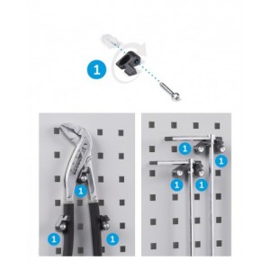 Banco professionale regolabile con parete e 11 cassetti, 250 cm, grigio e antracite