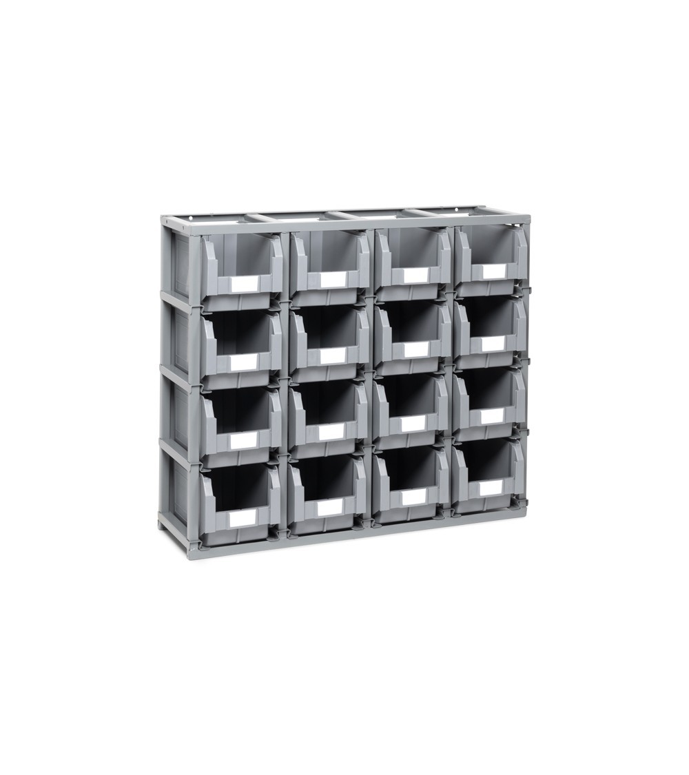 Regal Domino mit 16 Behältern aus Polypropylen, Größe 3