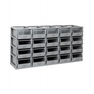 Scaffale serie Domino con 20 contenitori in metallo misura 4