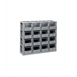 Scaffale serie Domino con 16 contenitori in metallo misura 3
