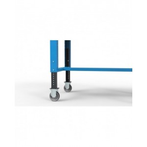 Banco professionale con ruote e 5 cassetti, 200 cm, blu e antracite