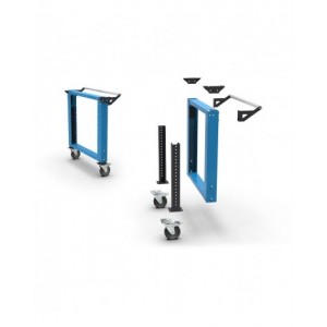 Banco professionale con ruote e 5 cassetti, 200 cm, blu e antracite