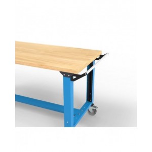 Banco professionale con ruote e 5 cassetti, 200 cm, blu e antracite