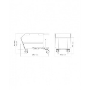 Benna ribaltabile portarottami con ruote, capacità 500 L
