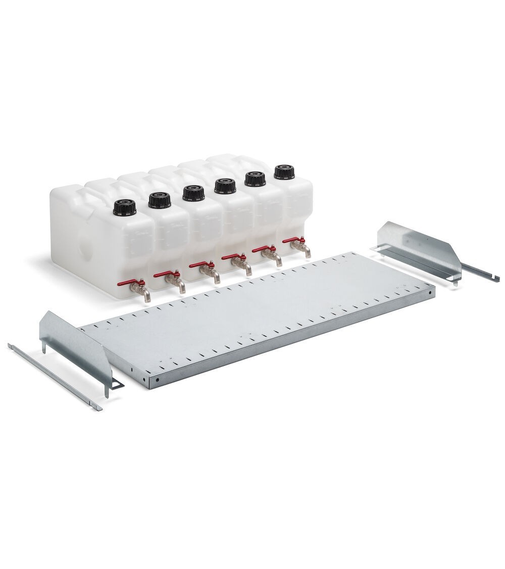 Kit piano fessurato con 2 separatori e 6 taniche, L995 x P495 x H315 mm