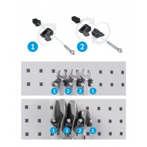 Armadio caricabatterie con ante battenti, pannelli forati, accessori, L1023 x P555 x H2000 mm, PERFOM14042