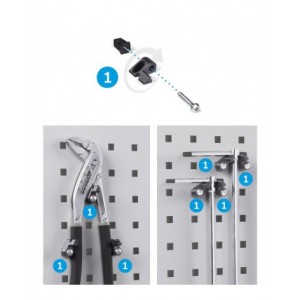 Armadio portautensili, ante battente, cassetti, piani, contenitori e ganci, L1023 x P555 x H2000 mm, PERFOM14049