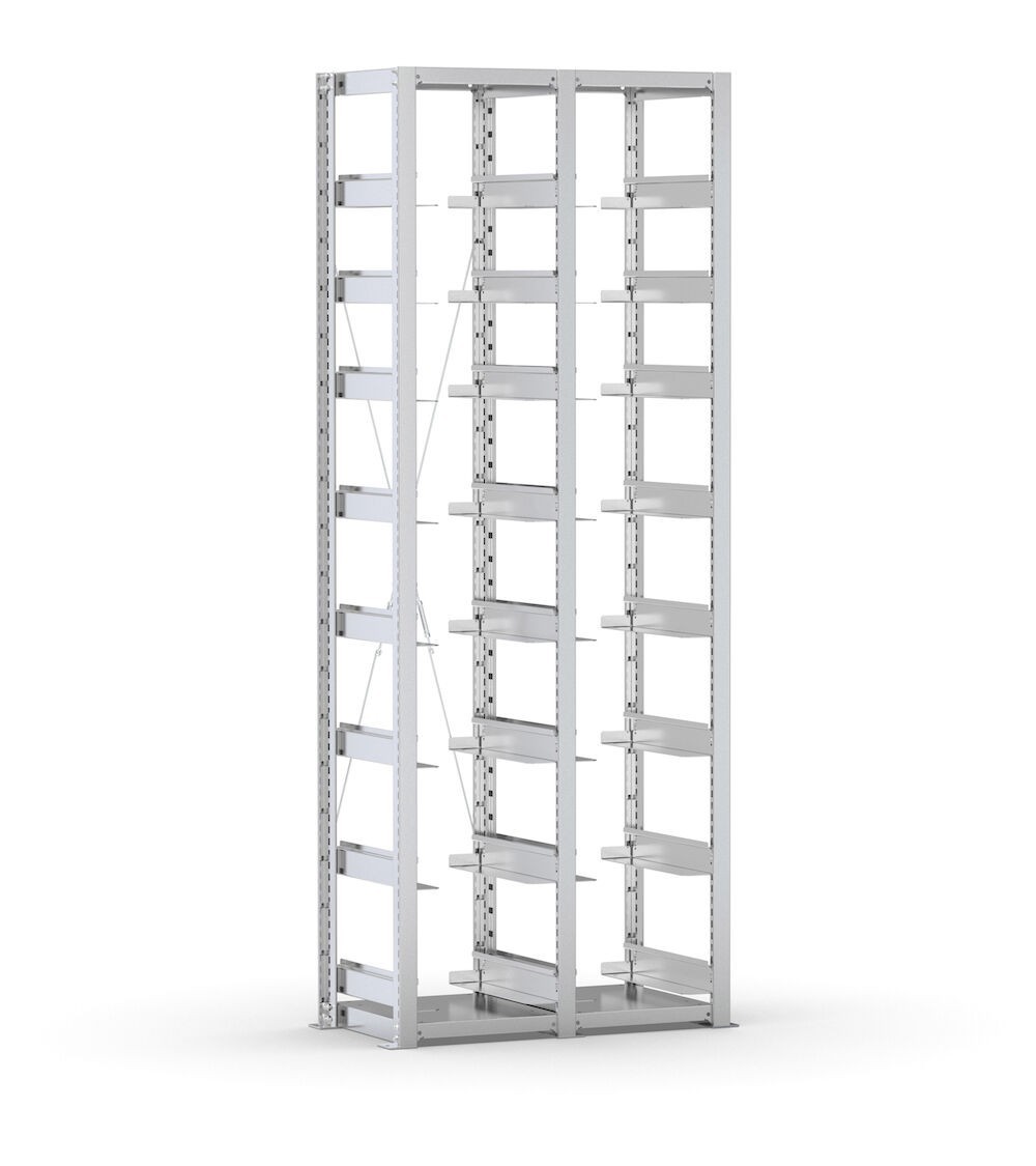 Scaffale vuoto per cassette 400x300 mm, L810 x P421 x H2003 mm