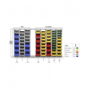 Scaffale aggiuntivo con 21 contenitori Picking Box Air mis. 4/4A5, L1158 x P521 x H2003 mm