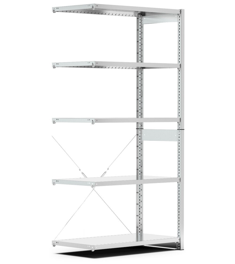Scaffale aggiuntivo con 5 ripiani, L1028 x P321 x H2011 mm