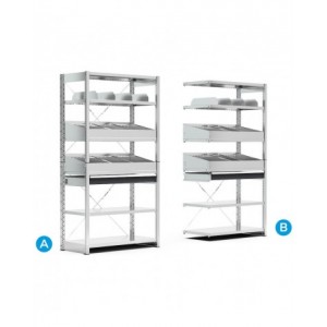 Scaffale per minuterie a 6 piani con divisori, L1057 x P521 x H2011 mm