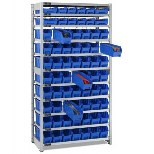 Regal mit 11 Böden und 68 Behältern RK Box Air, B1057 x T521 x H2011 mm