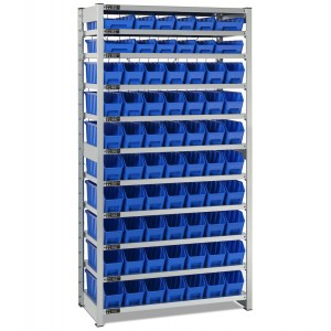 Regal mit 11 Böden und 68 Behältern RK Box Air, B1057 x T521 x H2011 mm