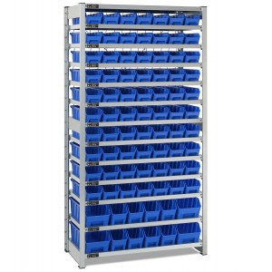 Regal mit 13 Böden und 82 Behältern RK Box Air, B1057 x T521 x H2011 mm