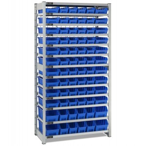 Regal mit 13 Böden und 72 Behältern RK Box Air, B1057 x T521 x H2011 mm