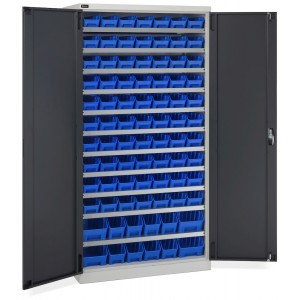Schrank mit 82 Behältern RK Box Air, B1023 x T555 x H2000 mm, Grau und Anthrazit