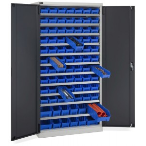 Schrank mit 82 Behältern RK Box Air, B1023 x T555 x H2000 mm, Grau und Anthrazit