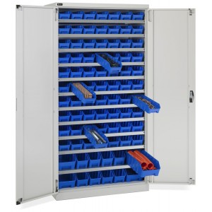 Schrank mit 82 Behältern RK Box Air, B1023 x T555 x H2000 mm, Grau