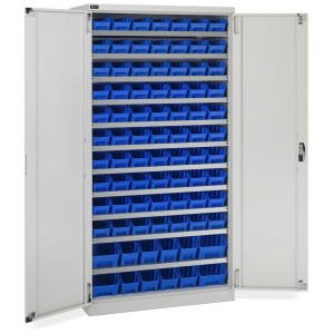Schrank mit 82 Behältern RK Box Air, B1023 x T555 x H2000 mm, Grau