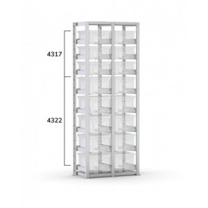 Scaffale vuoto per cassette 400x300 mm, L810 x P421 x H2003 mm