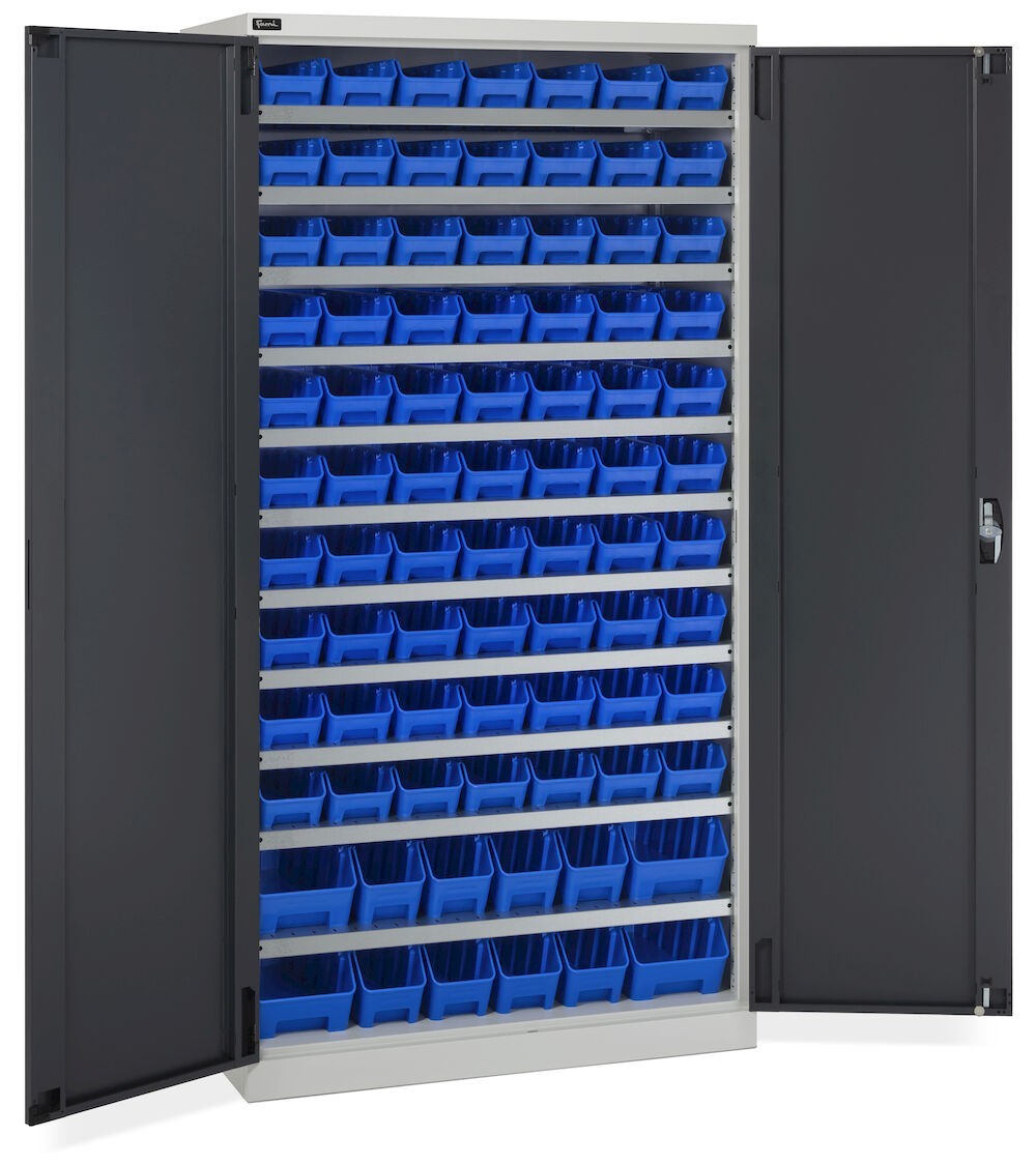 Armadio con 82 contenitori RK Box Air, L1023 x P555 x H2000 mm, grigio e antracite