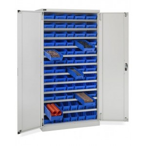 Armadio con porte a battente con 62 contenitori RK Box Air, L1023 x P555 x H2000 mm, grigio