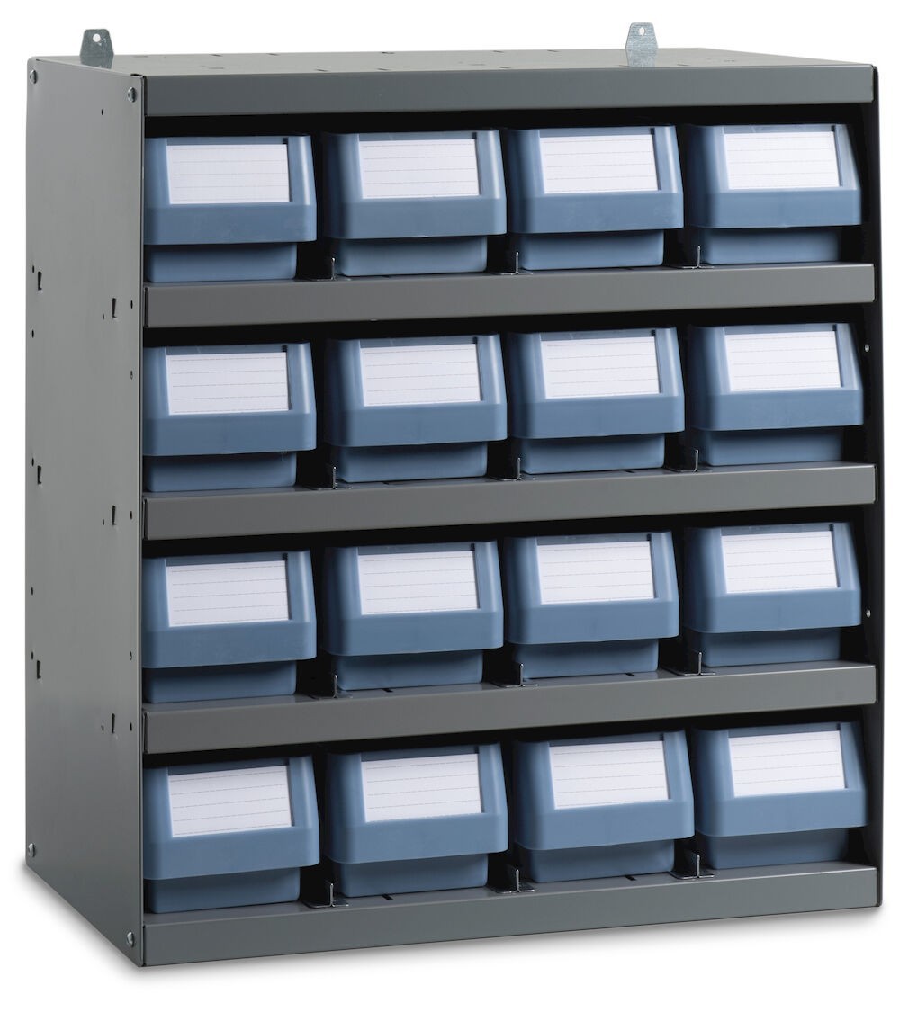 Scaffale a 5 ripiani con 16 cassette RK Box Classic, L500 x P300 x H545 mm