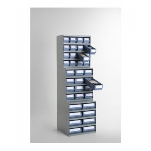 Scaffale a 5 ripiani con 16 cassette RK Box Classic, L500 x P500 x H545 mm