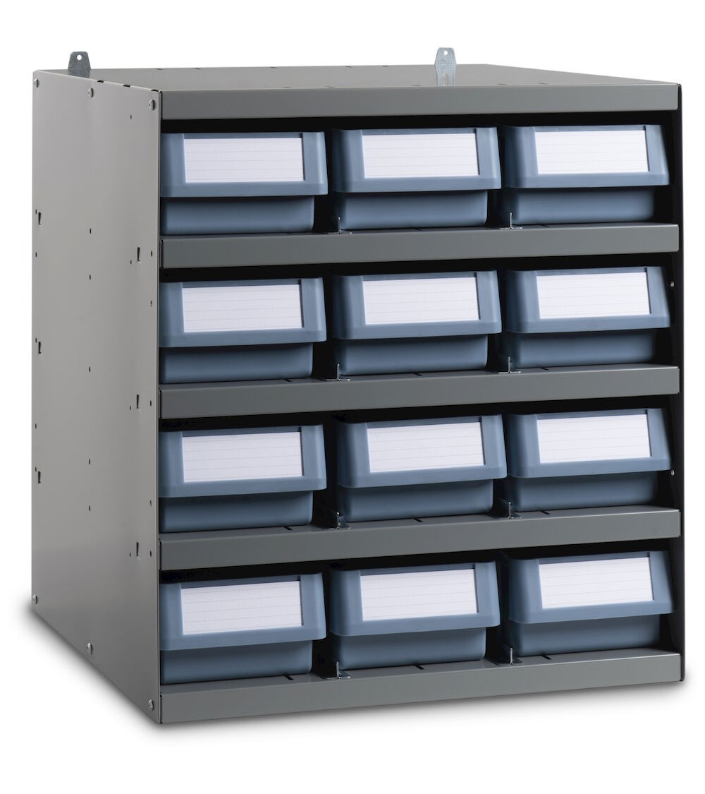 Scaffale a 5 ripiani con 12 cassette RK Box Classic, L500 x P500 x H545 mm