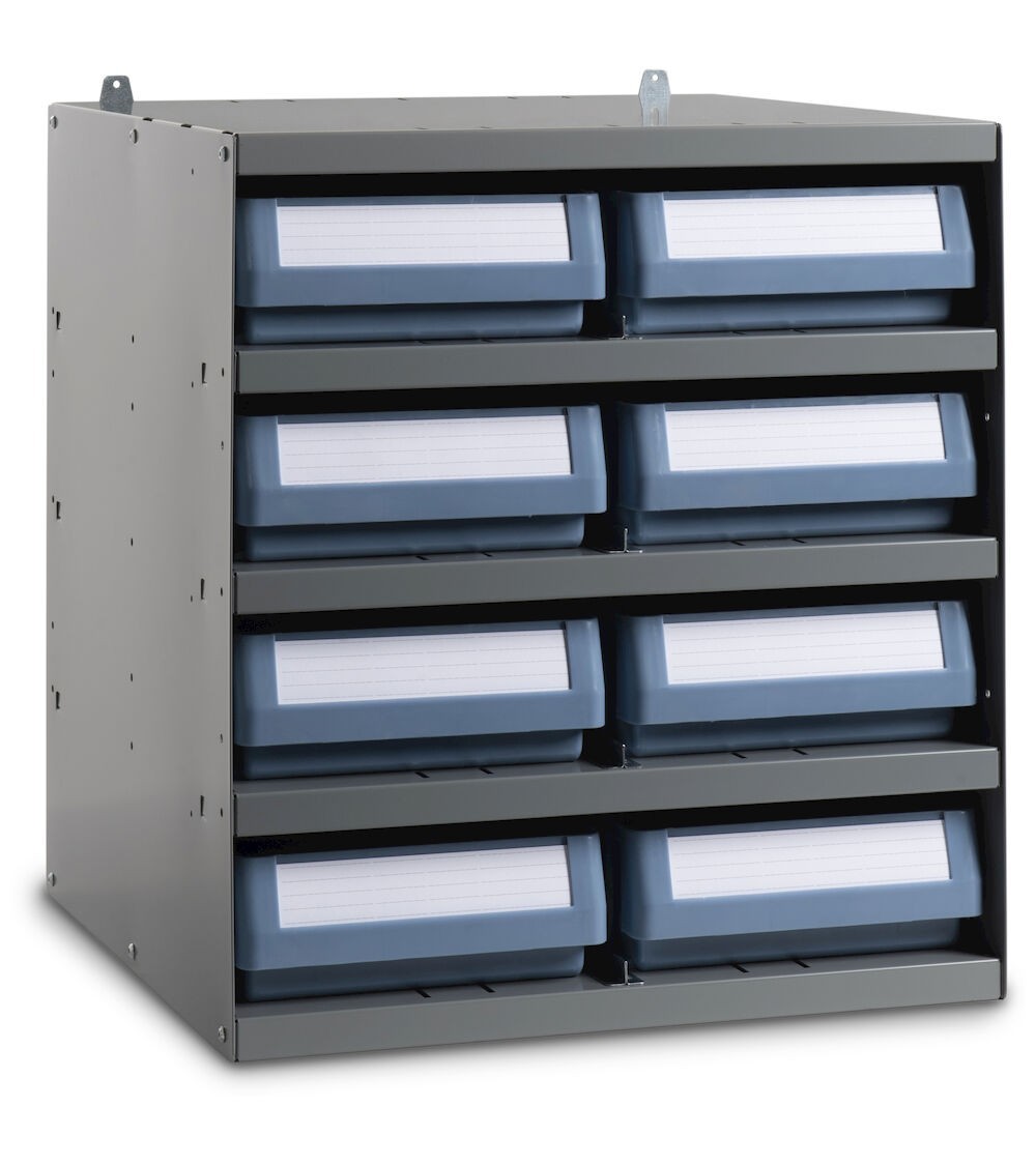 Scaffale a 5 ripiani con 8 cassette RK Box Classic, L500 x P500 x H545 mm