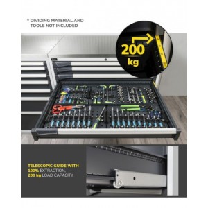 Armadio portautensili con porte, 7 cassetti e 3 piani regolabili,  L1190 x P726 x H2000 mm