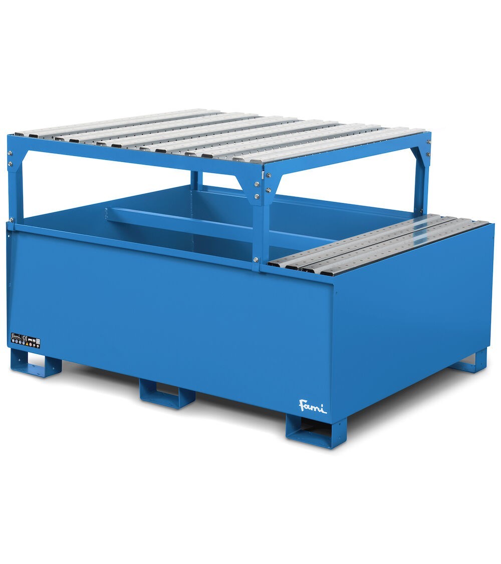 Vasca di raccolta capacità 1000 Lt con telaio, blu