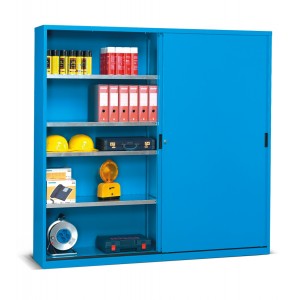 Armadio con Schrank mit Schiebetüren, 4 Fachböden, Trennwand, 2046x450x2000 H mm, blau