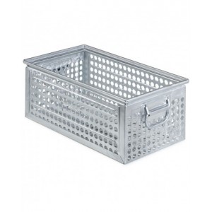 Cassetta metallica forata con maniglie, mis. 272-4, ⌀ foro 15 mm,  L480 x P315 x H200 mm