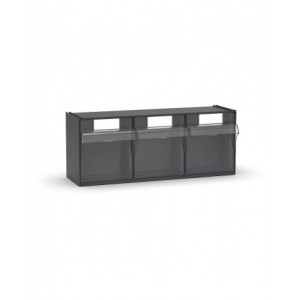 Cassettiera porta minuteria Visual Box, 3 cassetti, grigio antracite,  L600 x P210 x H242 mm