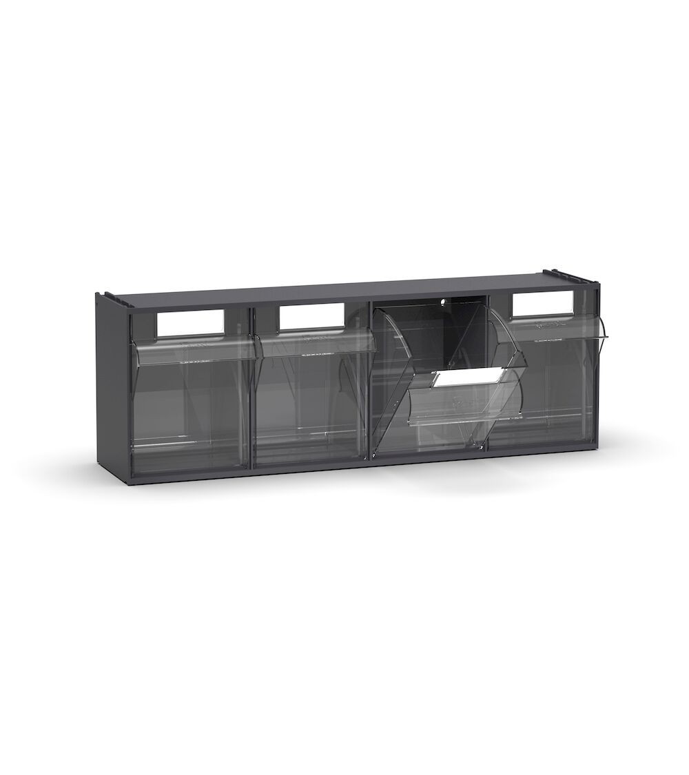 Cassettiera porta minuteria Visual Box, 4 cassetti, grigio antracite, L600 x P178 x H206 mm